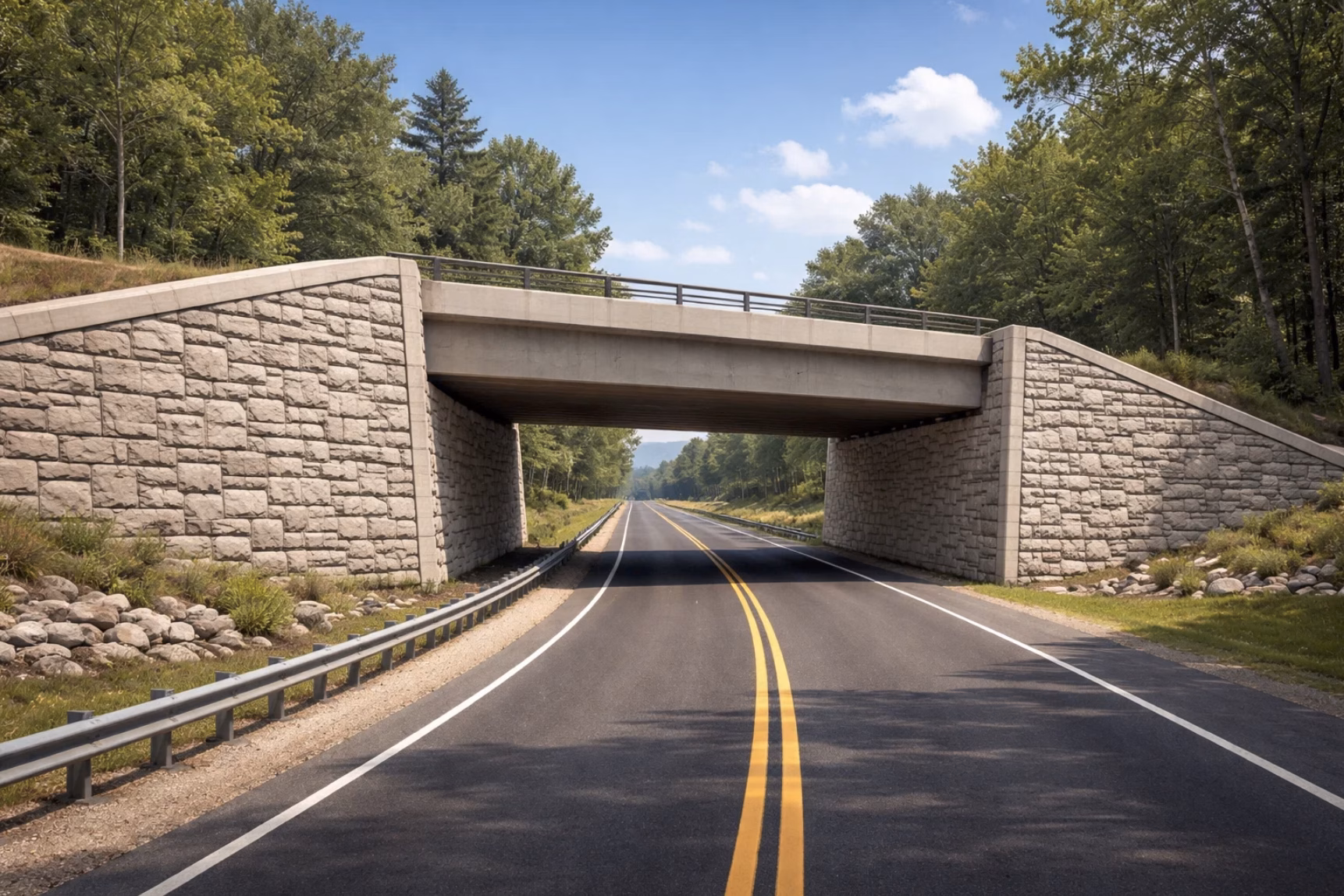 Bridge abutment completed project