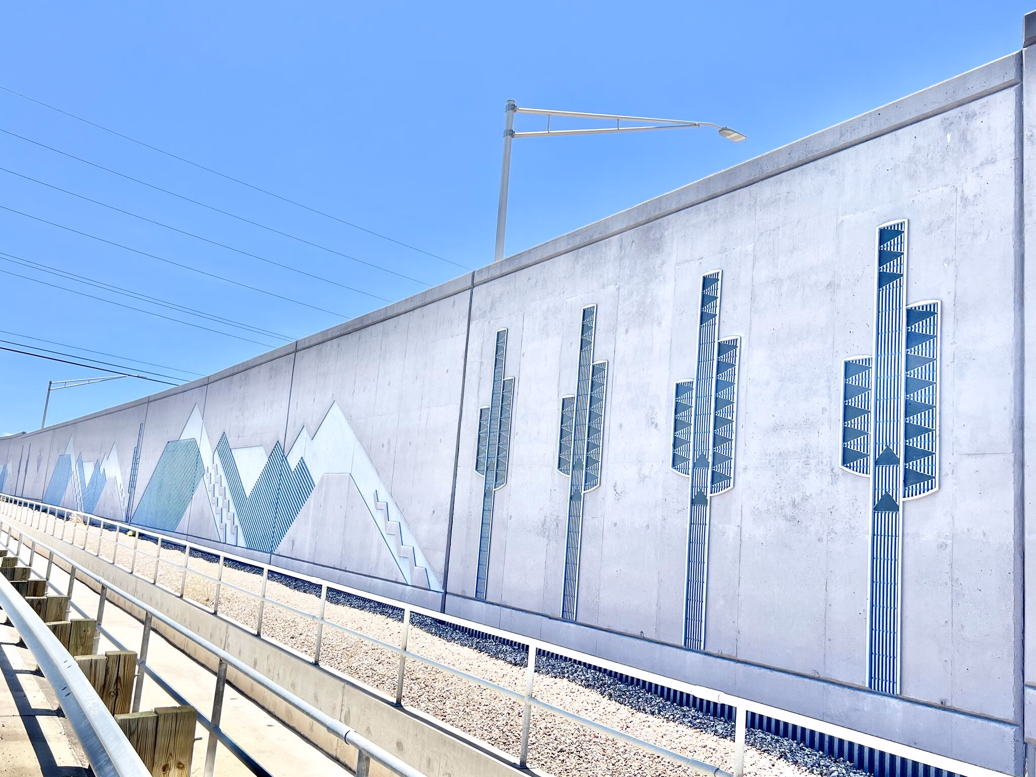 Full noise wall view along highway