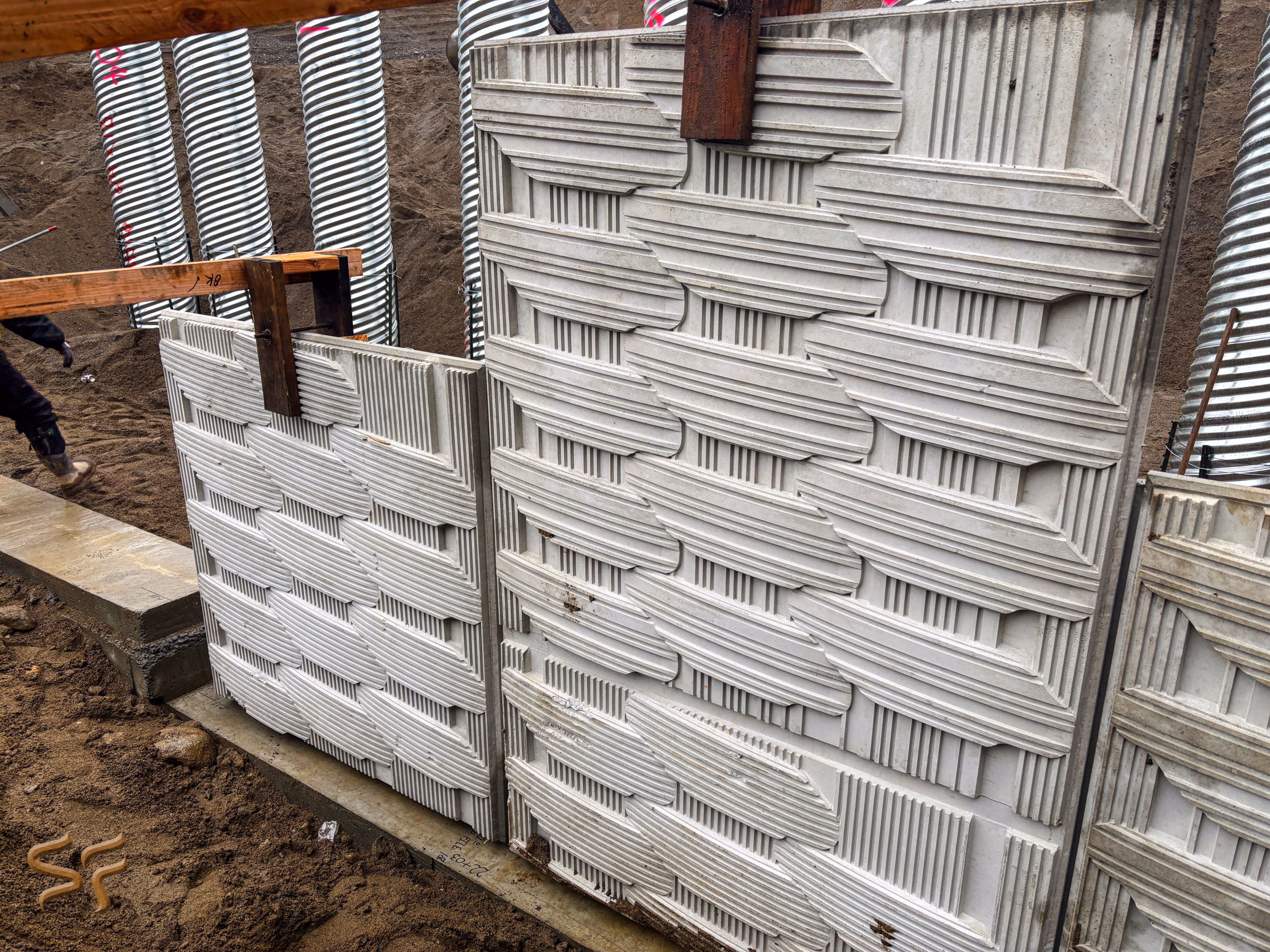 Custom CNC formliner texture result cast in concrete